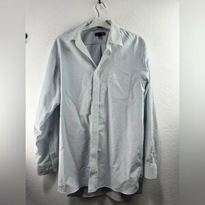 Lands' End Men’s 100% Blue and White Button Down Shirt Size 16.5/36